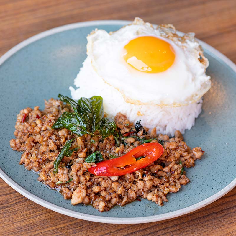 Chilli Basil Chicken-Minced with Fried Egg